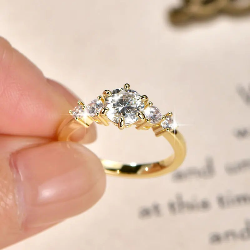 Oxtao 1 Carat Moissanite Engagement Ring 14K Gold Filled for Women