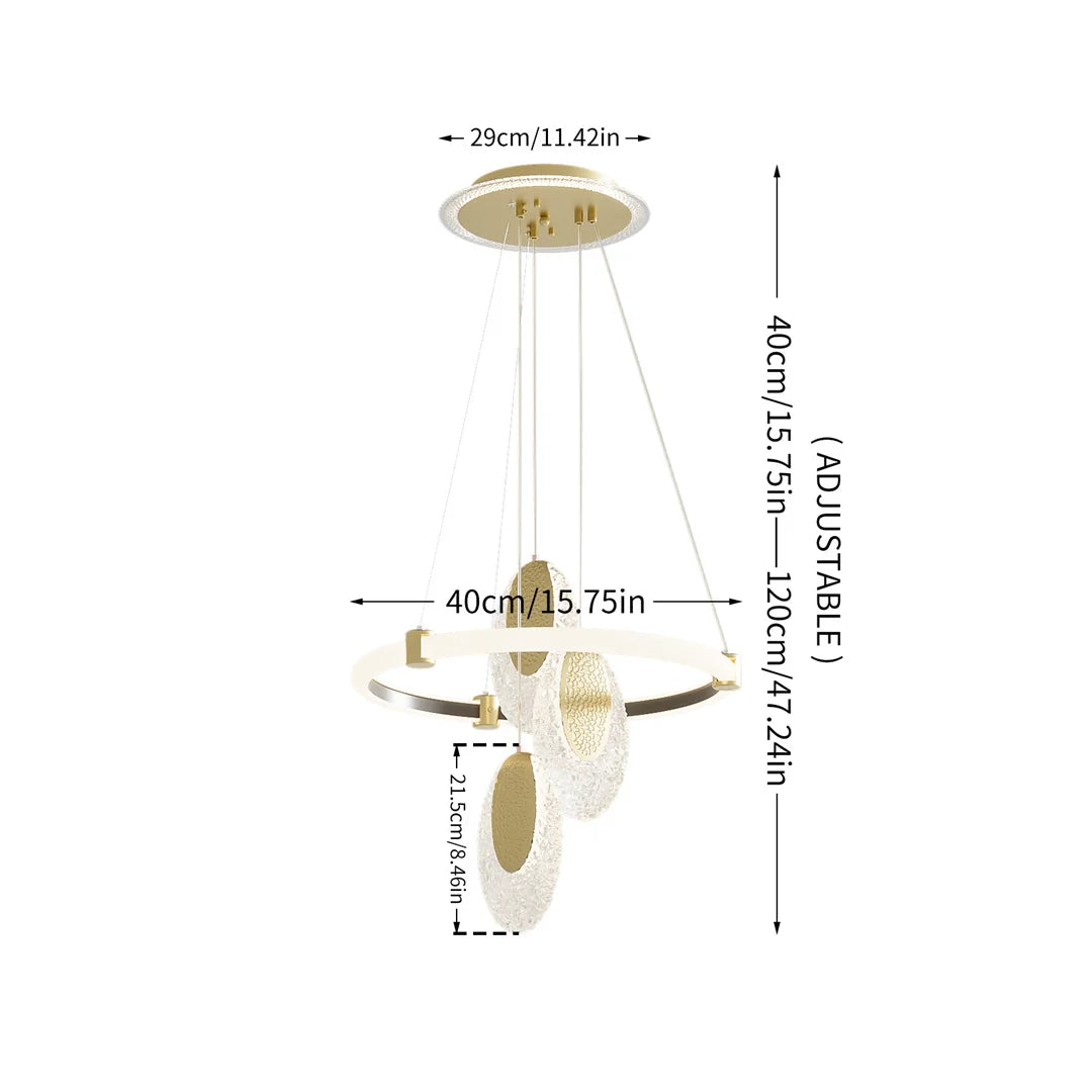 LUVODI 3-Layers LED Ceiling Lighting Fixture Art Decor Acrylic Water-drop Chandelier Pendant Lamp with 3 Color Lights