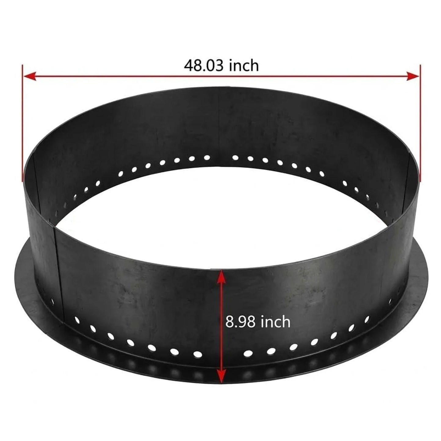 Round Fire Pit Ring 48/60 Inch, Carbon Steel Outdoor Campfire Ring With Vent Holes For Firewood Garden Patio Camping