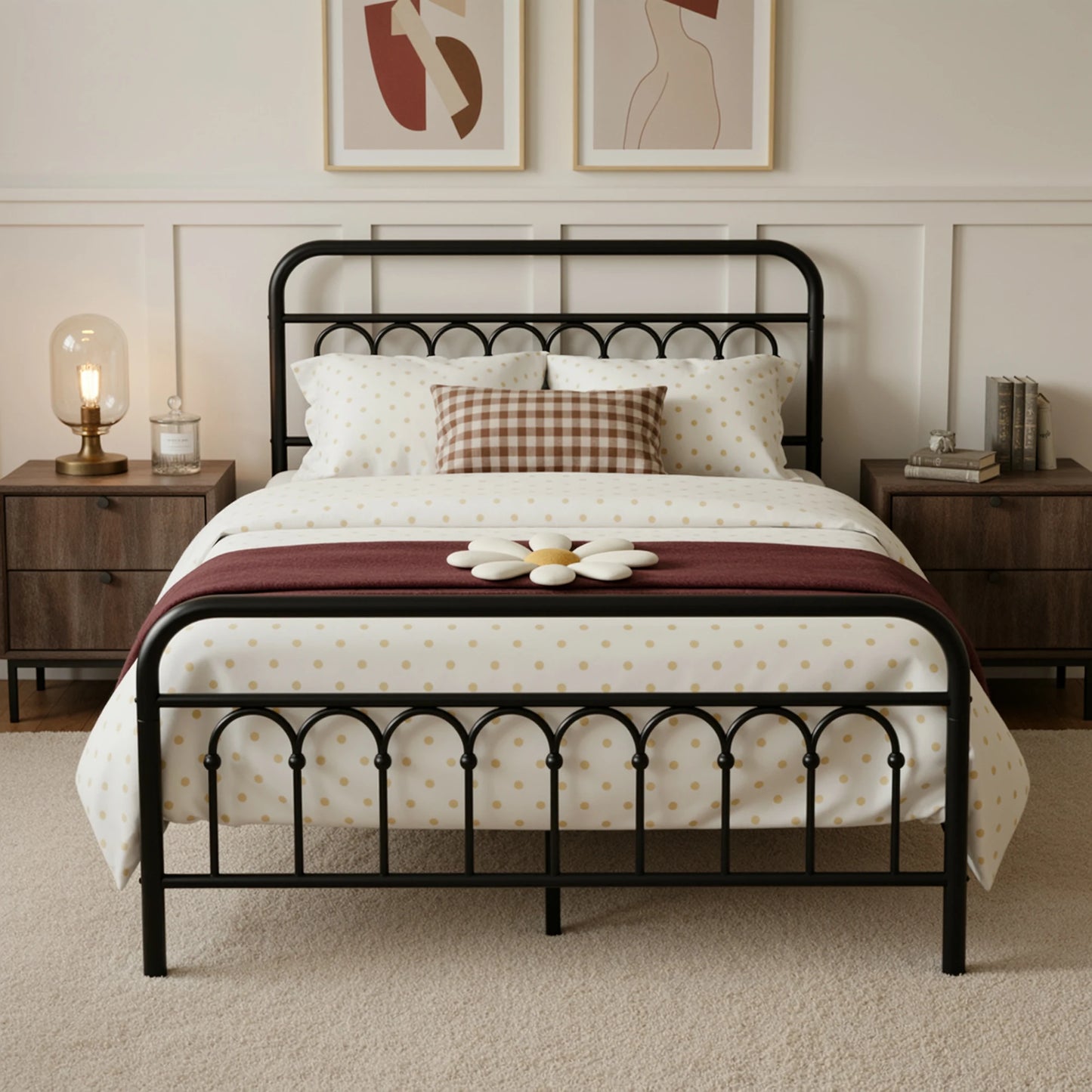 HOOMIC Twin/Full/Queen/King Size Metal Platform Bed Frame with Victorian Iron Headboard & Footboard, No Box Spring Needed