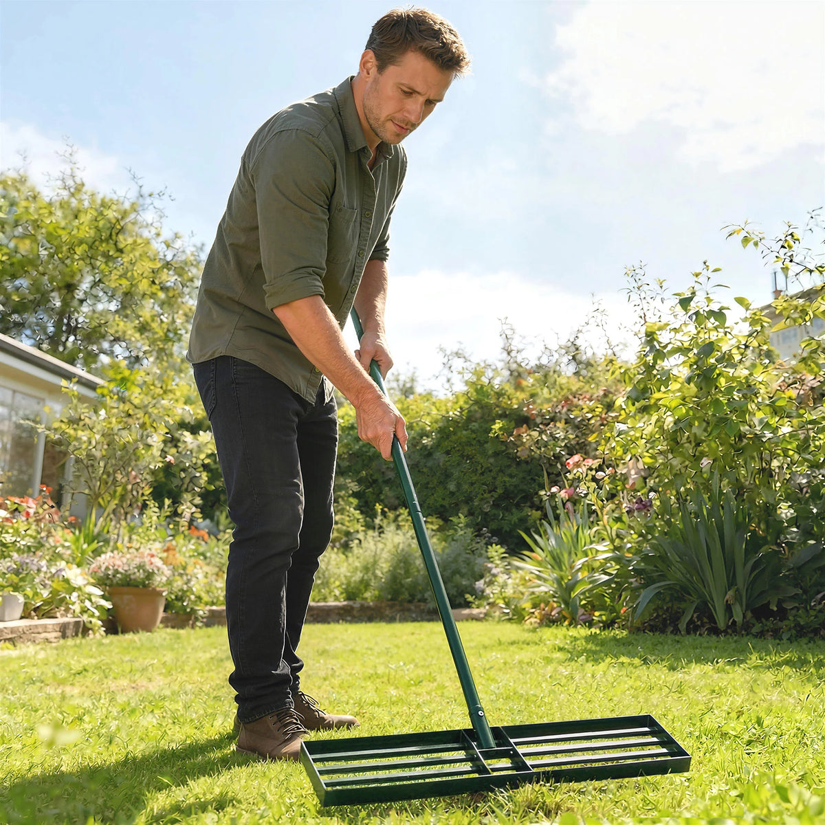 36" x 10" Lawn Leveling Rake with 66.5" Handle