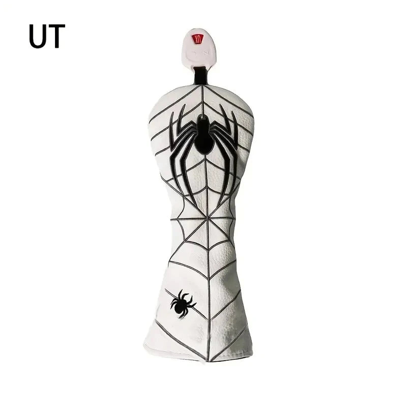 Spider Golf Head Covers PU Leather for Driver Fairway Wood Golf Clubs Durable Water-Resistant Protective Covers Stylish Design for Golf Course Use Golfer Games and Perfect Golf Gift Accessories