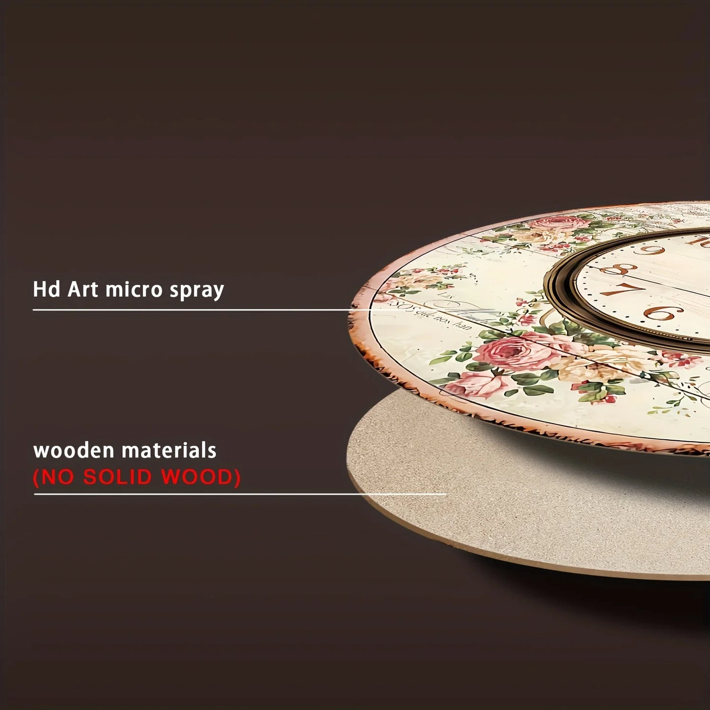A French Romantic Wooden Teaching Wall Clock, French Marseille Rose Bouquet Design Wall Clock, Silent Silent Quartz Clock, Room