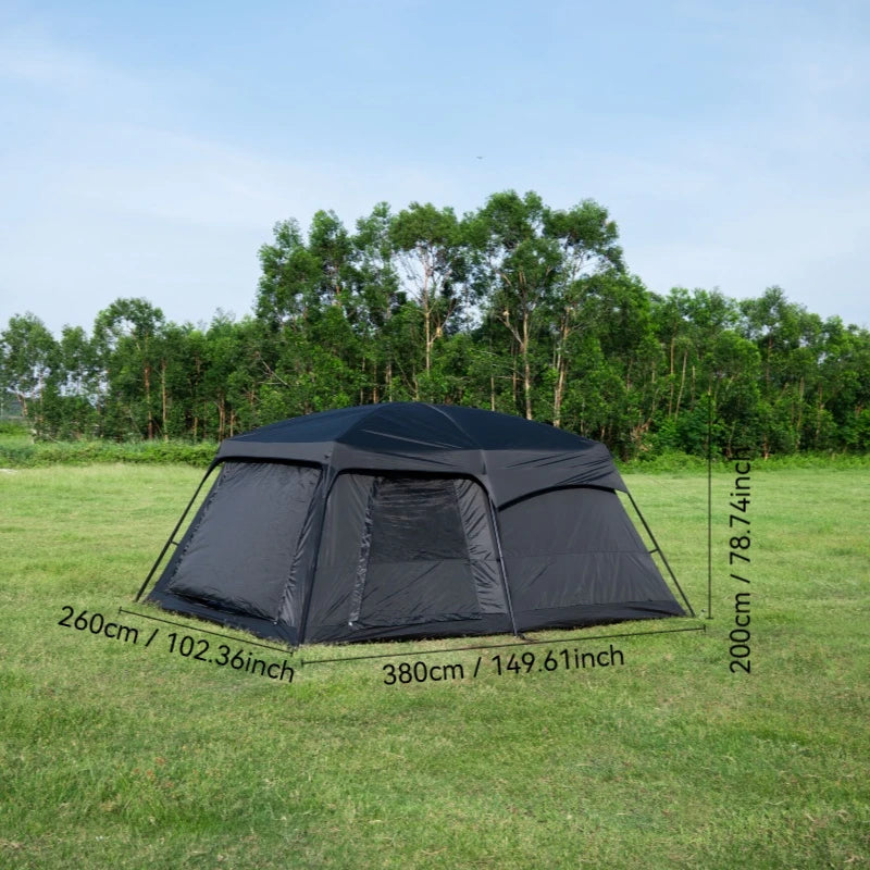 4/8/12-Person Outdoor Camping Tent with Extendable Canopy: Mosquito-proof, waterproof, and UV-resistant; well-ventilated and breathable to prevent stuffiness; quick to set up and easy to pack away; suitable for all seasons an
