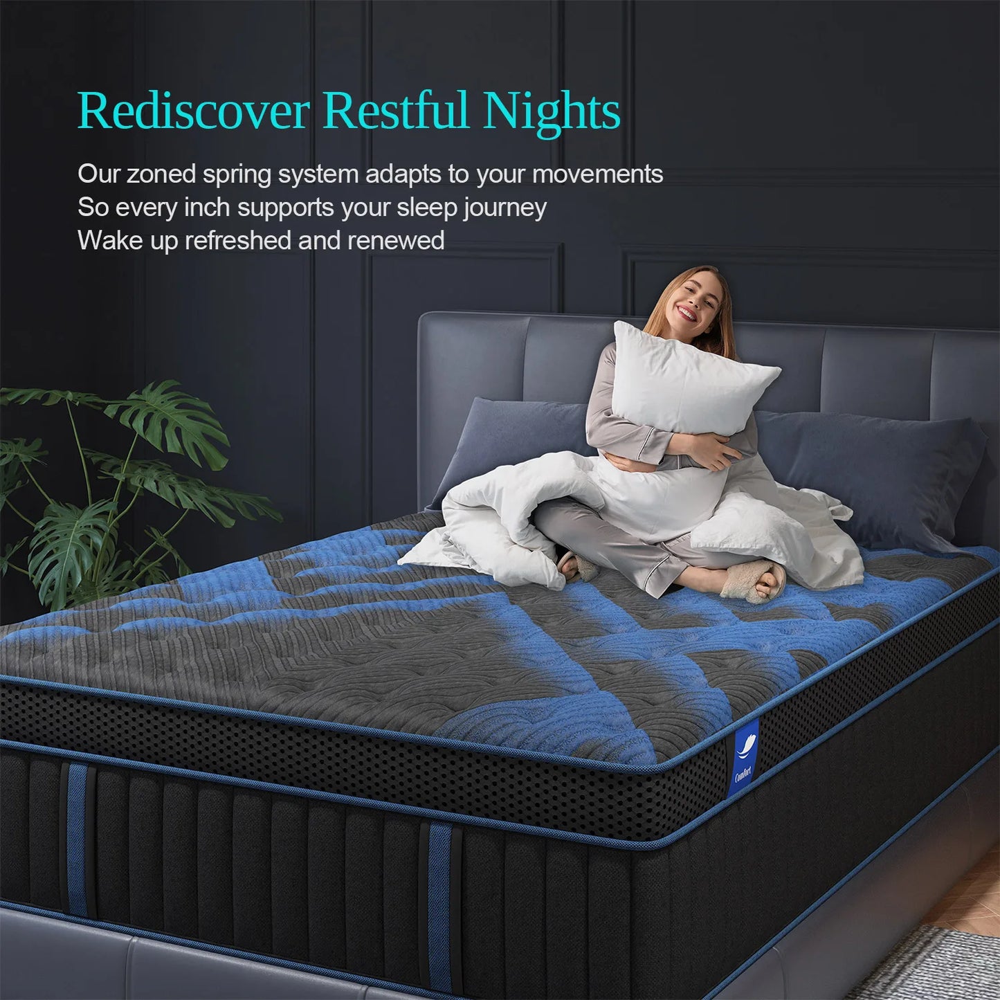 Twin Full Queen King Mattress in A Box, 12/14 Inch Hybrid Memory Mattresses Euro Top Medium Firm for Back & Lumbar Support