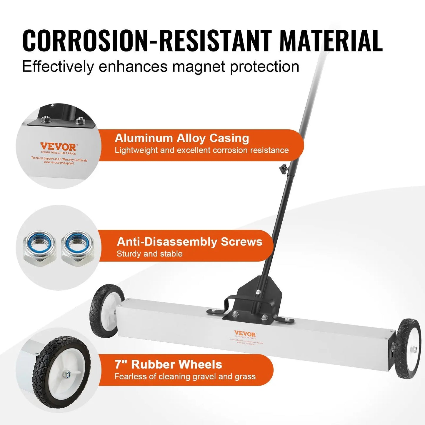55 Lbs Rolling Magnetic Sweeper with 24 Inch Magnet and Telescoping Handle for Workshop Garage Yard Metal Debris Cleanup