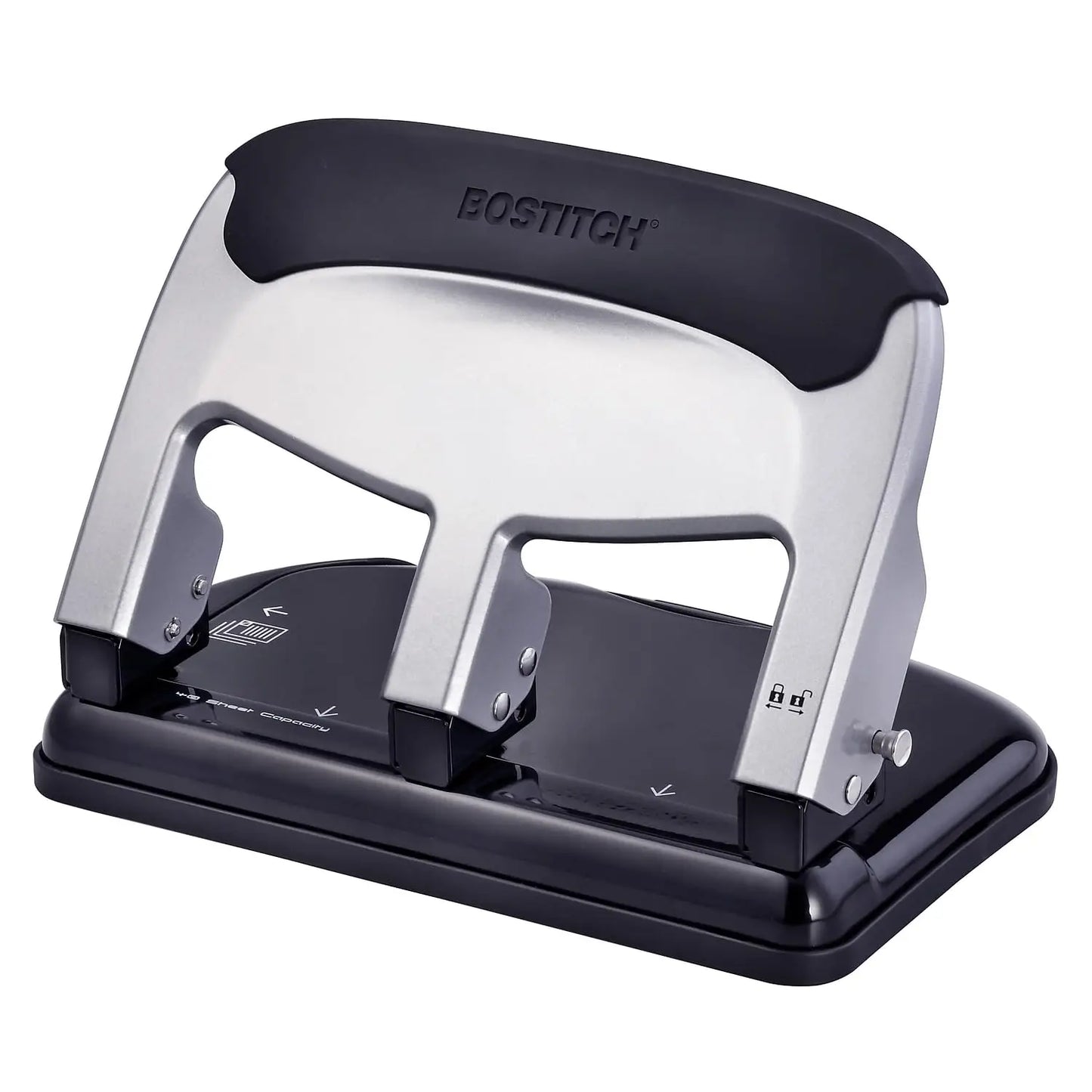 Heavy Duty 3-Hole Punch, 40-Sheet Capacity, One-Touch Reduced Force, Sleek Silver Design