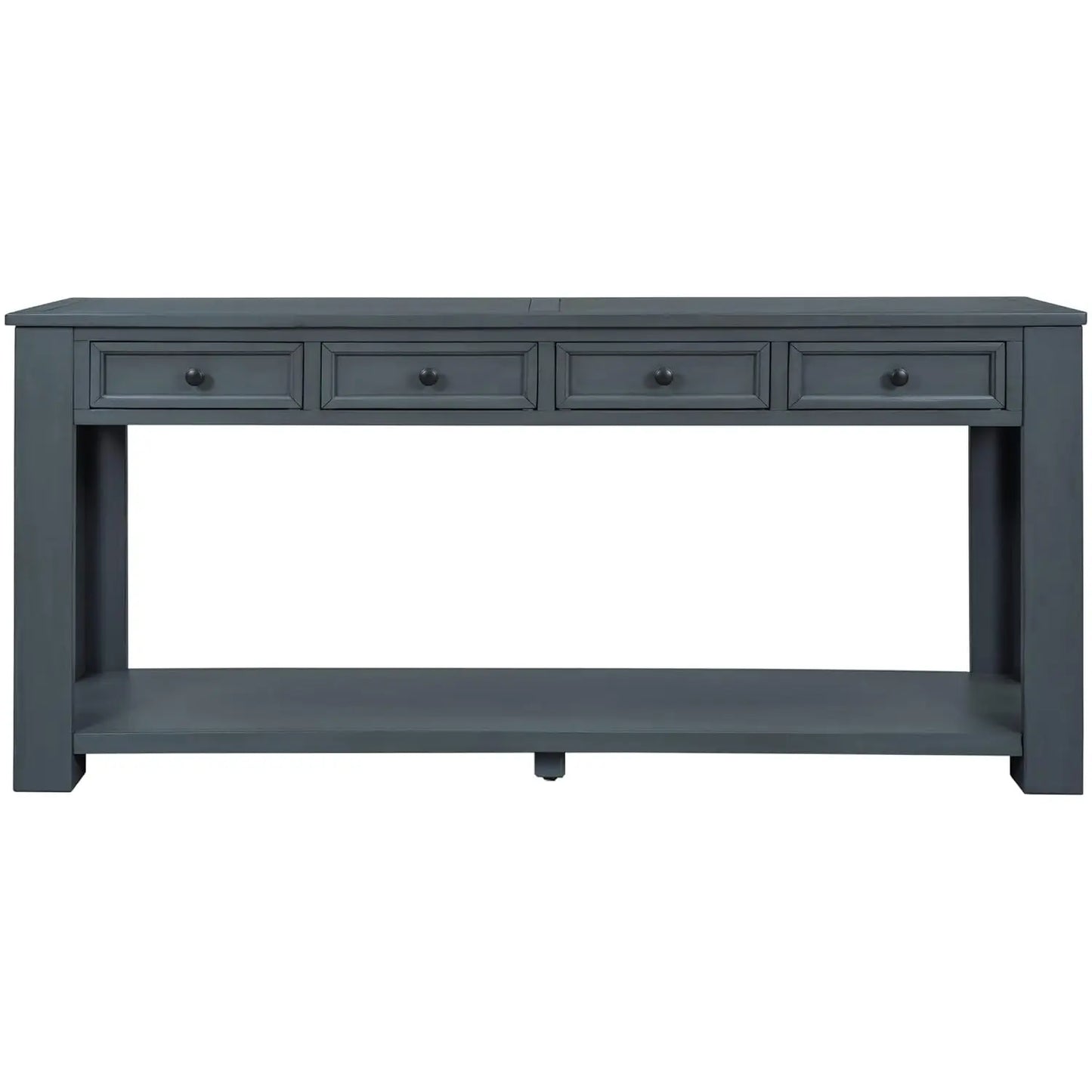 Console Table with 4 Storage Drawers Bottom Shelf, Rustic Distressed Sofa Table for Entryway Hallway, Assembly, Customized