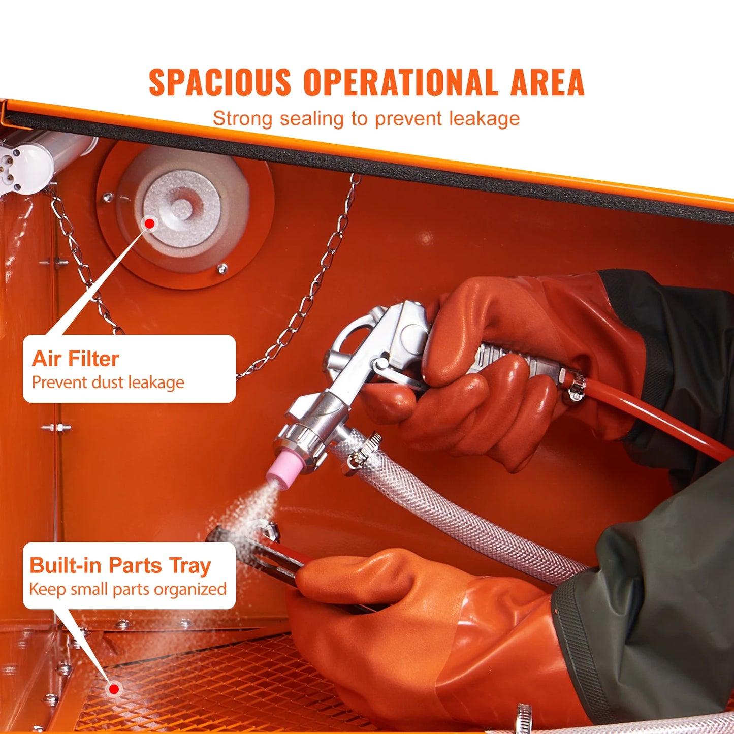 SucceBuy Sandblasting Cabinet 25/40/60 Gallon Portable Benchtop Sand Blaster with Blasting Gun Nozzles for Paint Stain Rust