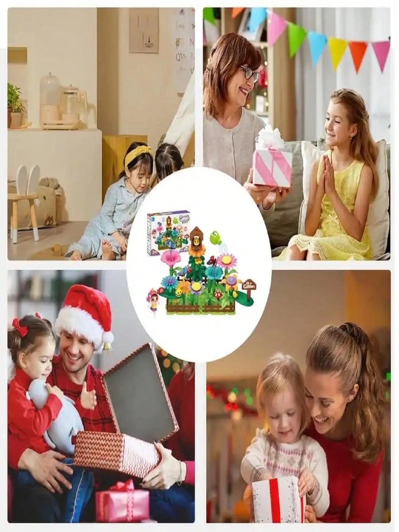 Children Garden Building Flower Toys Girls DIY Flower Garden Toys Building Blocks Kids Playset Creative Growing Floral Garden Parents-Child Interaction Developmental Educational Toys Room Decorati