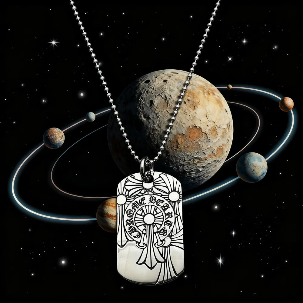 S925 sterling silver retro old multi-cross tag necklace European and American men and women
