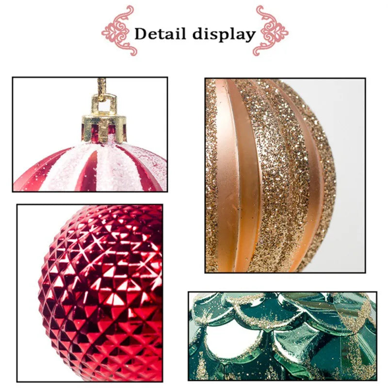 12pcs 6cm Assorted Christmas Ball Pendant Ball Ornament Set Seasonal Holiday Wedding Holiday Party Festival Decorations