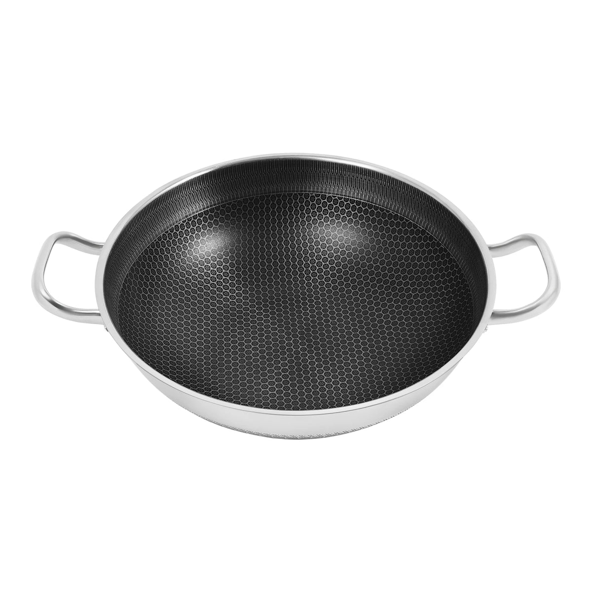 Stainless Steel Nonstick Wok Pan With Tempered Glass Lid For Most Stoves