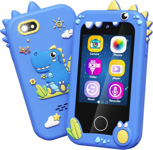 Kids Toy Smartphone, Gifts and Toys for Girls Boys Ages 3-8 Years Old, Fake Play Dinosaur Toy Phone Music Dual Camera Games