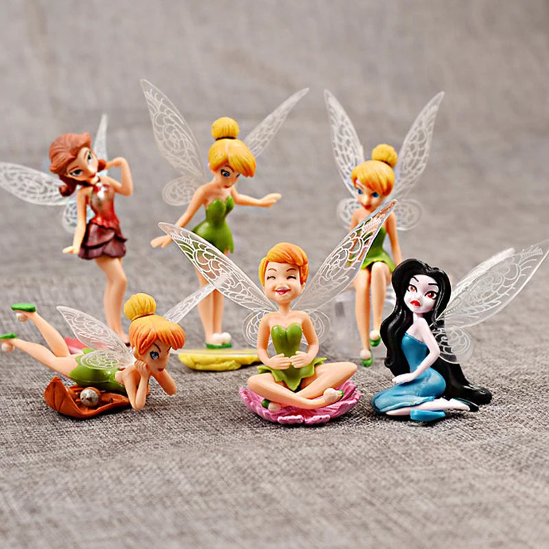 6pcs/set Anime Tinkerbell Fairy Tales Girls Tinker Bell PVC Action Figures Toys