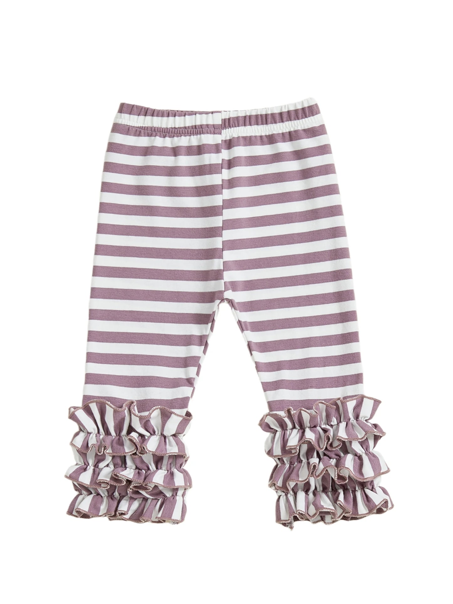 Toddler Girls Striped Leggings Elastic Waist Frills  Fit Fall Long Trousers for Casual Daily