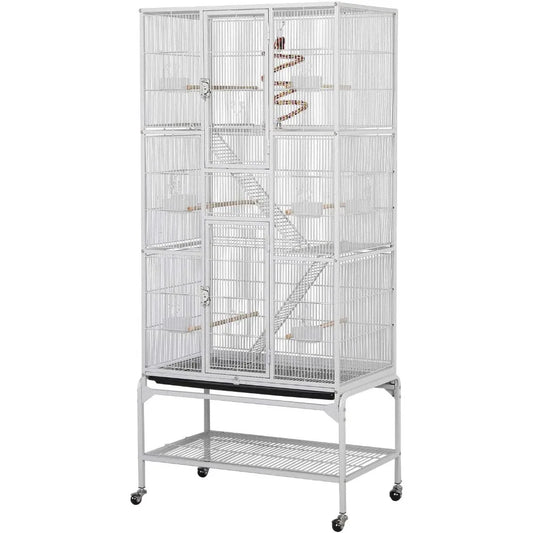 69'' Extra Large Bird Cage Metal Parrot Cage w/Detachable Stand for Mid-Sized Parrots Cockatiels Conures Parakeets Lovebirds Bu