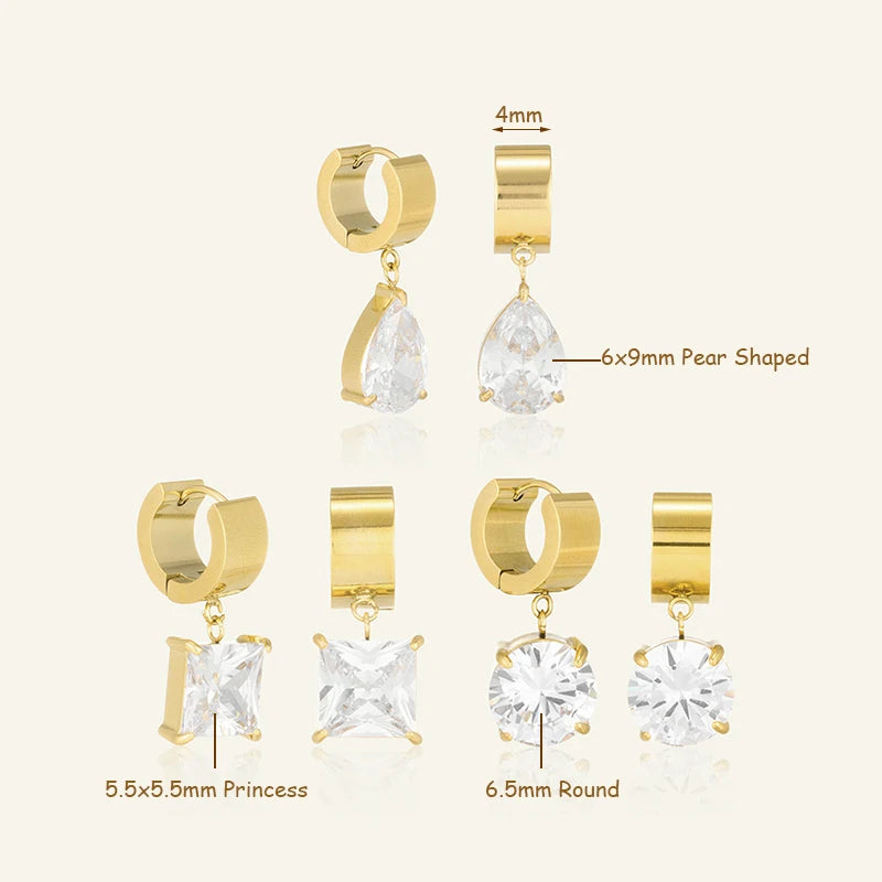 OXTAO Minimalist D VVS1 Moissanite Teardrop Earrings for Women Luxury Wide Band Drop Huggie Earrings Party Jewelry 14K Gold Filled