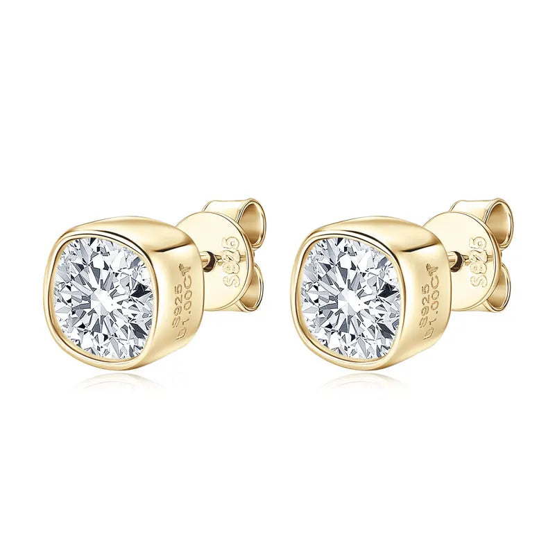 OXTAO Moissanite Stud Earrings 925 Sterling Silver D Color Moissanite Square Earrings for Men Women Certified Jewelry 6x6mm 1CT