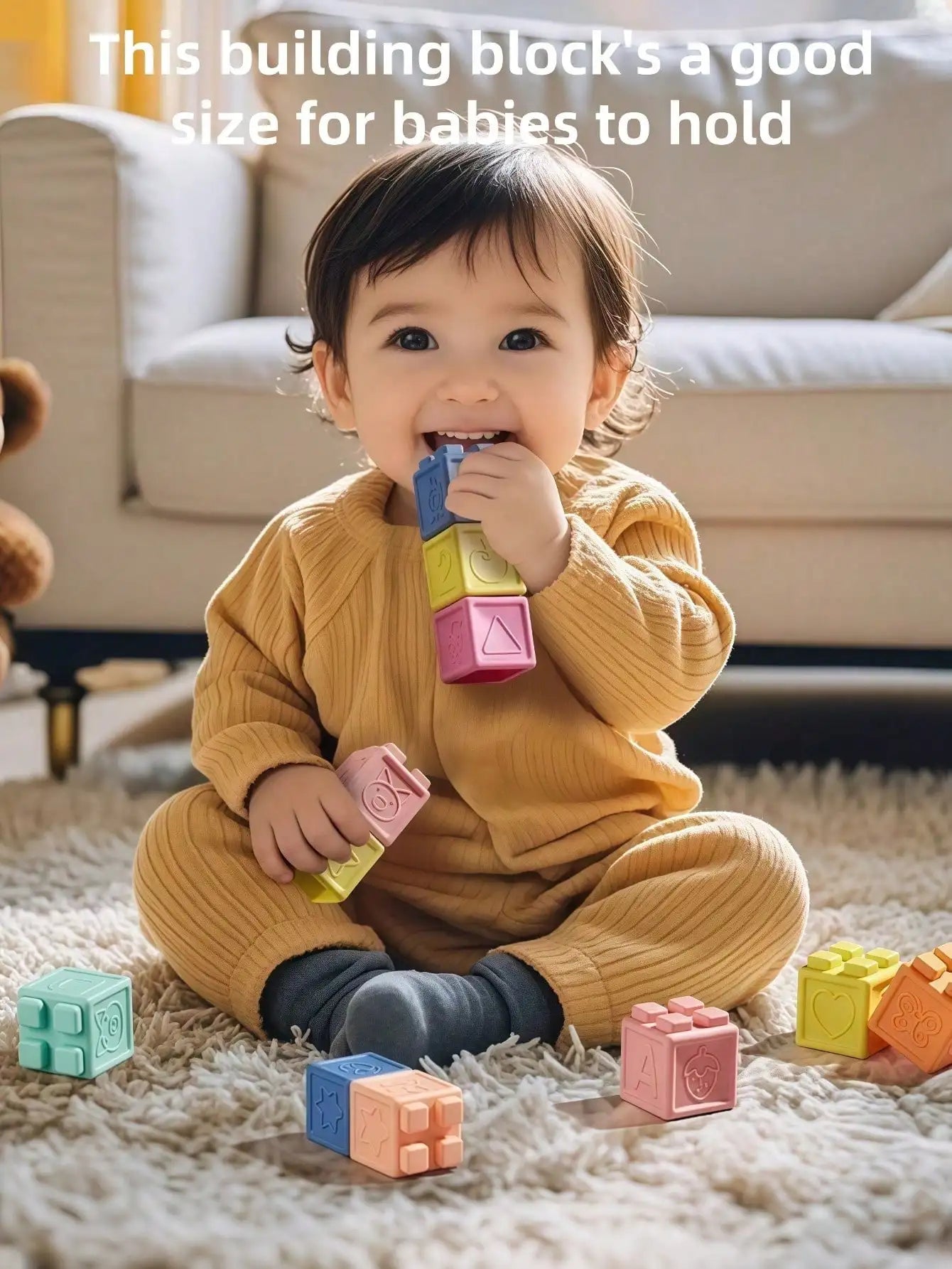 Baby Building Blocks,  8/16/24 Pcs Soft Educational Construction Toys - Numbers, Shapes, Colors, Animals - Random Colors, Infant Toys, Montessori Toys, Bath Toys, Baby Essentials, Teethers, Sensory Chew Toys, Silicone Toys