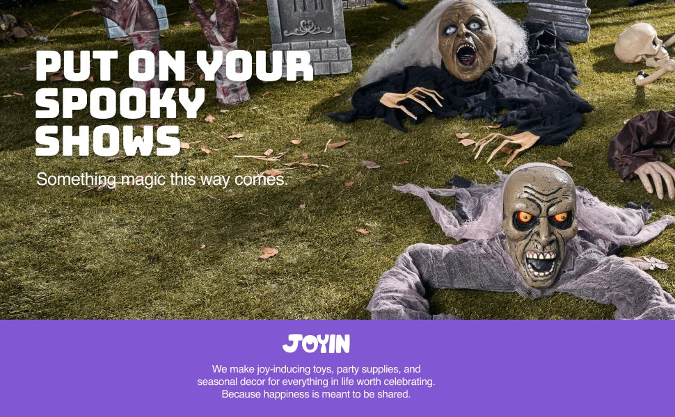 JOYFY Zombie Halloween Decoration Outdoor Witch Groundbreaker Halloween Graveyard Decor Outside, Scary Zombie Props with Sound Effect & Lighted Eyes for Haunted House, Lawn Yard Decorations