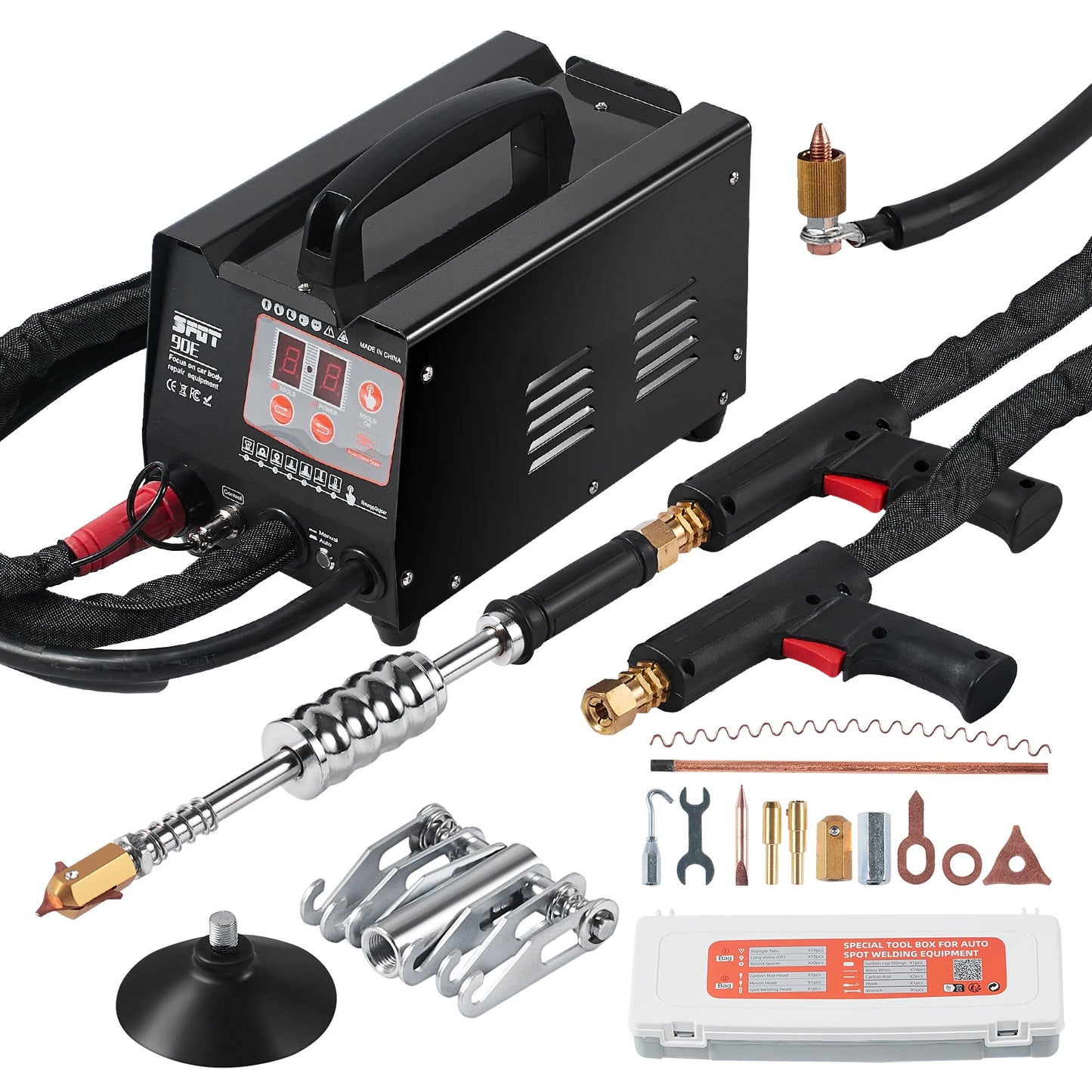 SucceBuy Spot Welder Dent Puller 3KW Stud Welder Dent Repair Kit w/ 2 Welding Guns Auto Body Spot Welding Repair Machine for Car