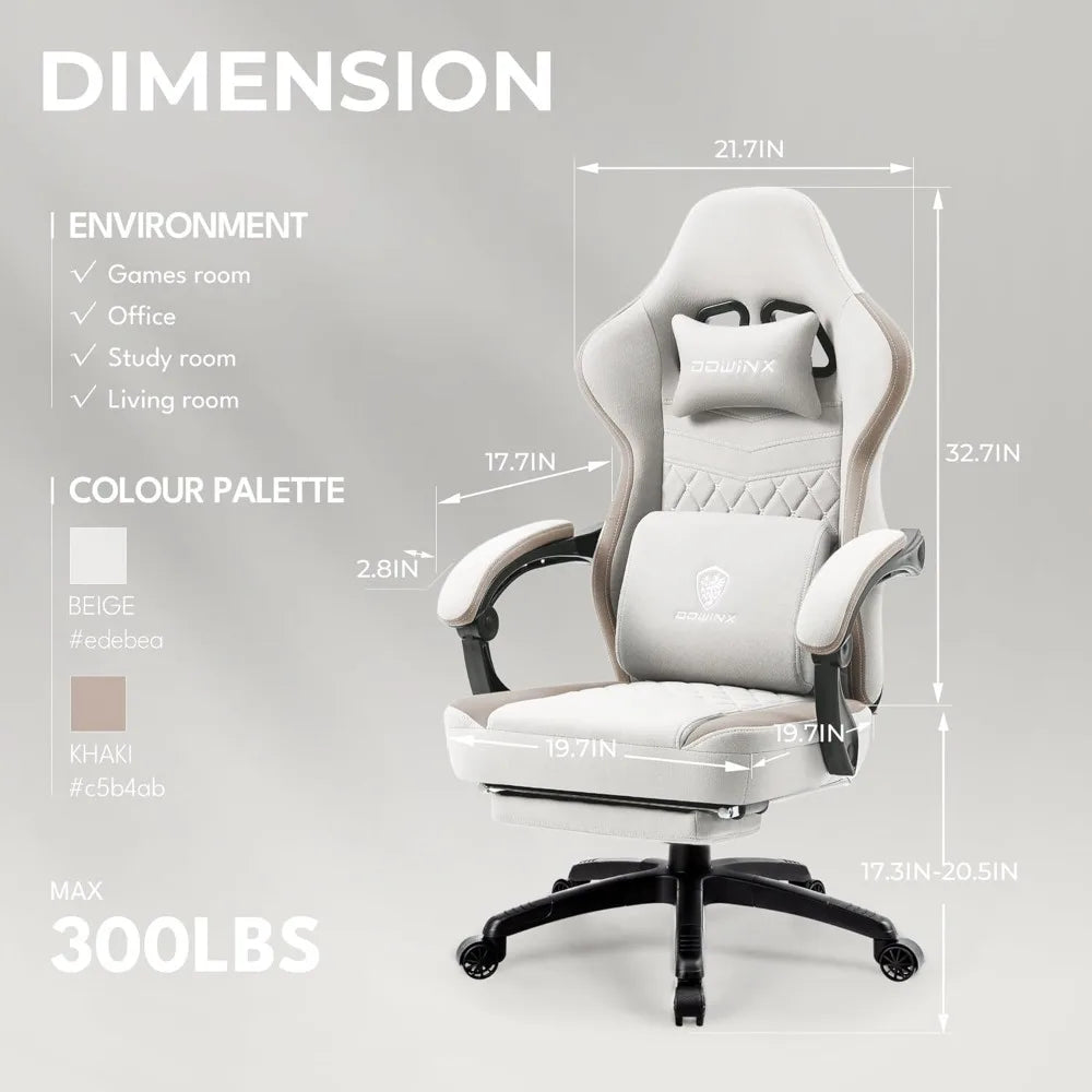 Breathable Fabric Gaming Chair with Pocket Spring Cushion and Gel Pad for Enhanced Comfort in Office and Home Use