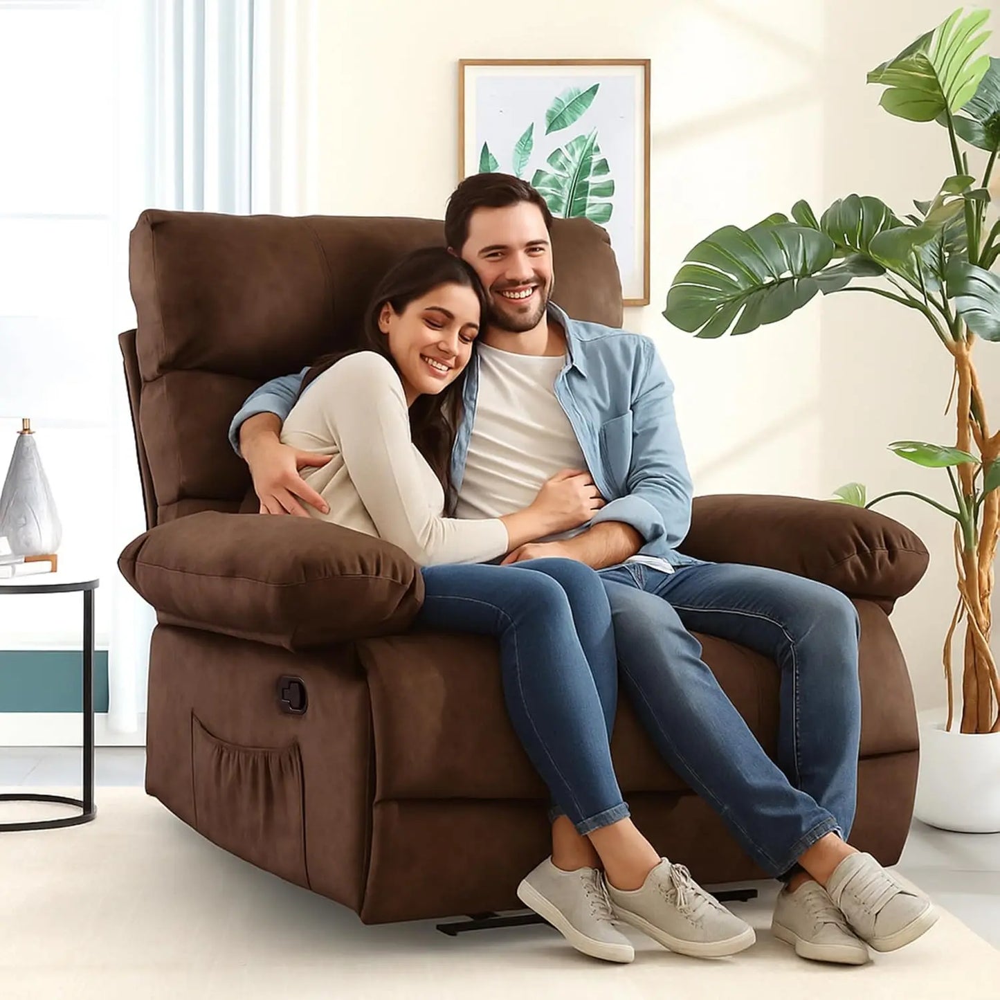 Oversized Recliner Chair for Big and Tall Adults, Extra Wide 28.3" Seat PU Leather Recliner, Heavy Duty Living Room Chair with A