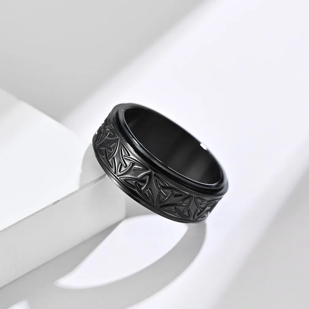 Viking Celtic Knot Rune Rings For Men Rotating Stainless Steel Anti Stress Anxiety Spinning Ring