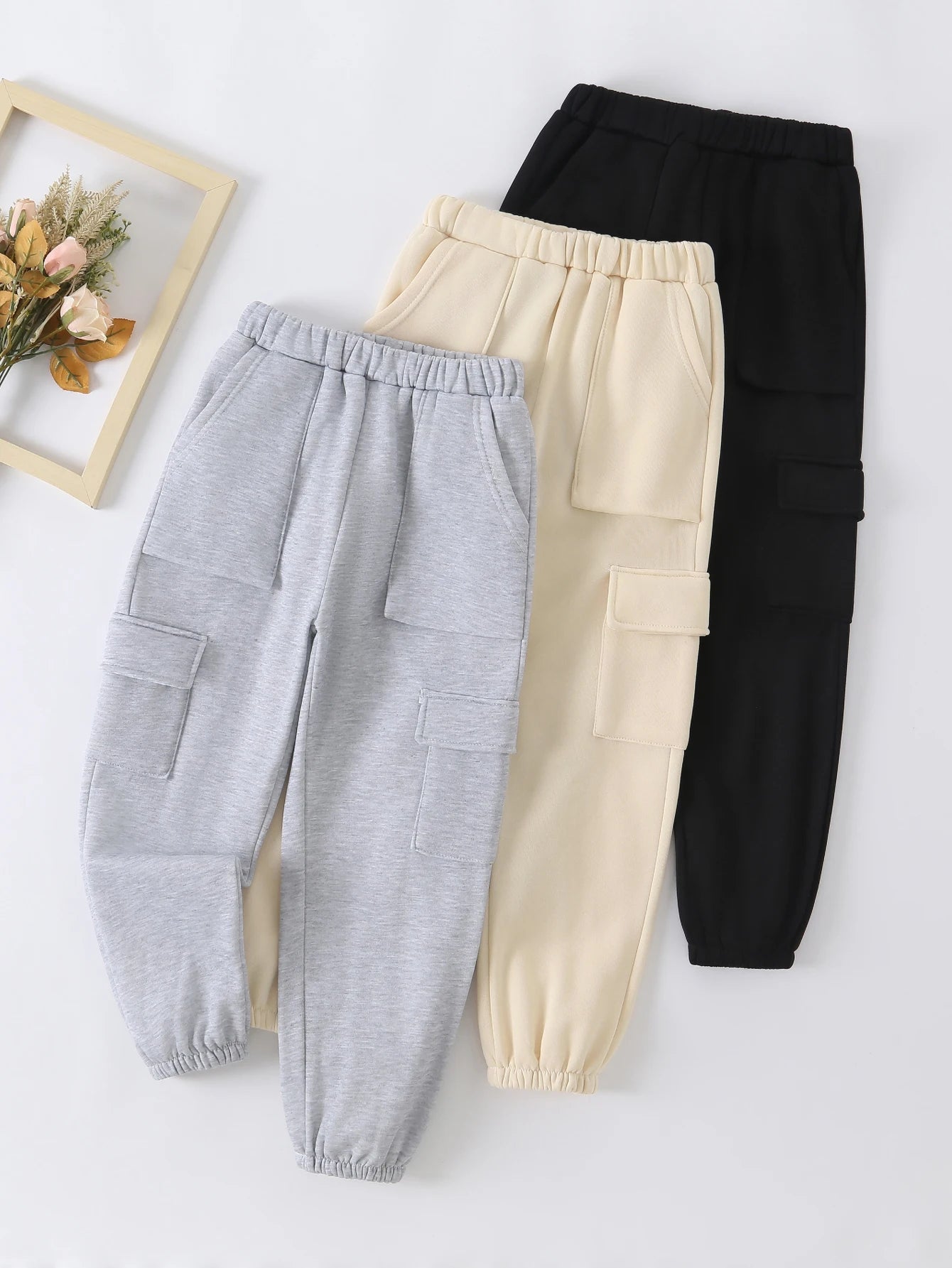 3-piece children's clothing new style for girls, cute and fashionable, versatile, autumn and winter work pants for girls