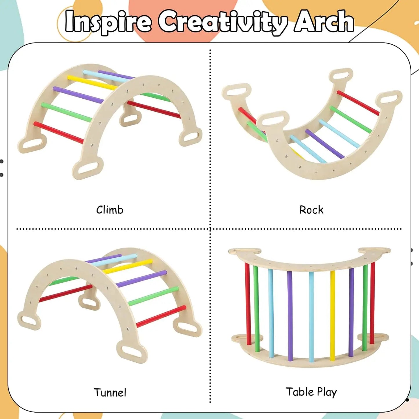 7-in-1 Foldable Wood Climbing Set with Ramp, Ladder, Arch & Slide for Toddlers 1-3 Indoor Playground