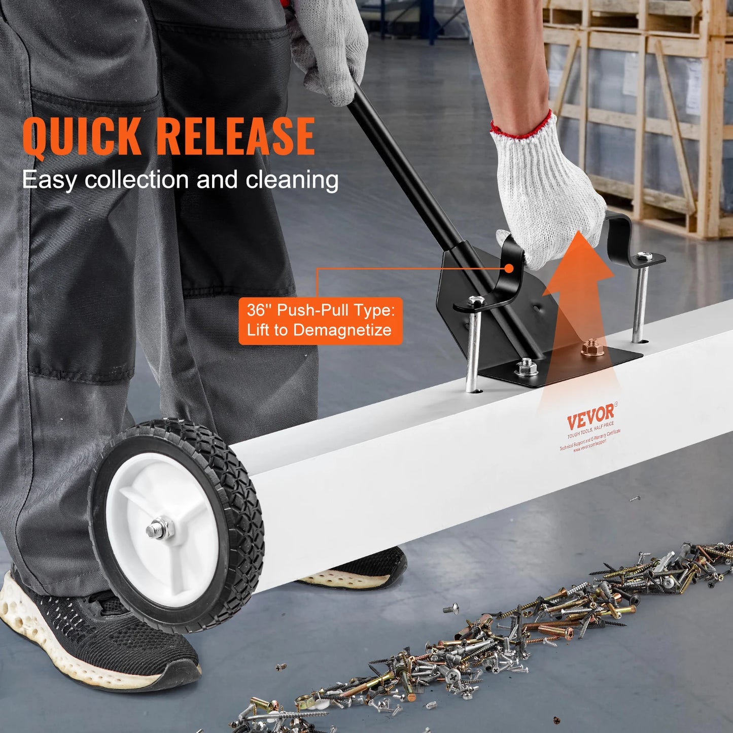 SucceBuy 36Inch Magnetic Sweeper with Wheels 55lbs Capacity  Telescoping Magnetic Pickup Tool Adjustable for Workshop GarageYard