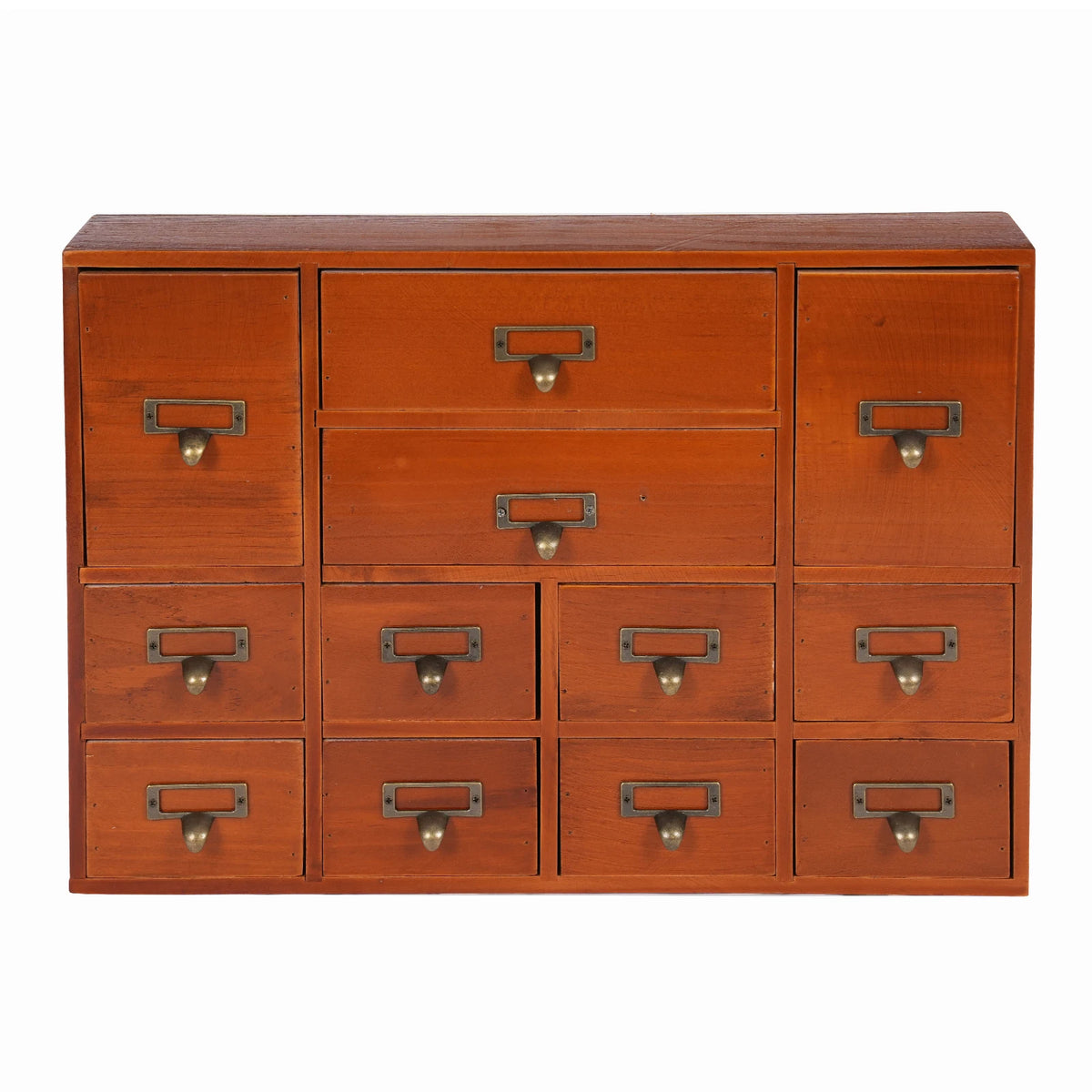 Desktop Drawer Organizer 12 Drawers, Wooden Desk Storage Box with Label Slots, Multipurpose Countertop Small Parts Cabinet, Office Craft Jewelry Art Supplies Home Counter Cosmetics Dock, No Assembly Needed, Brown/Black/Pink/B