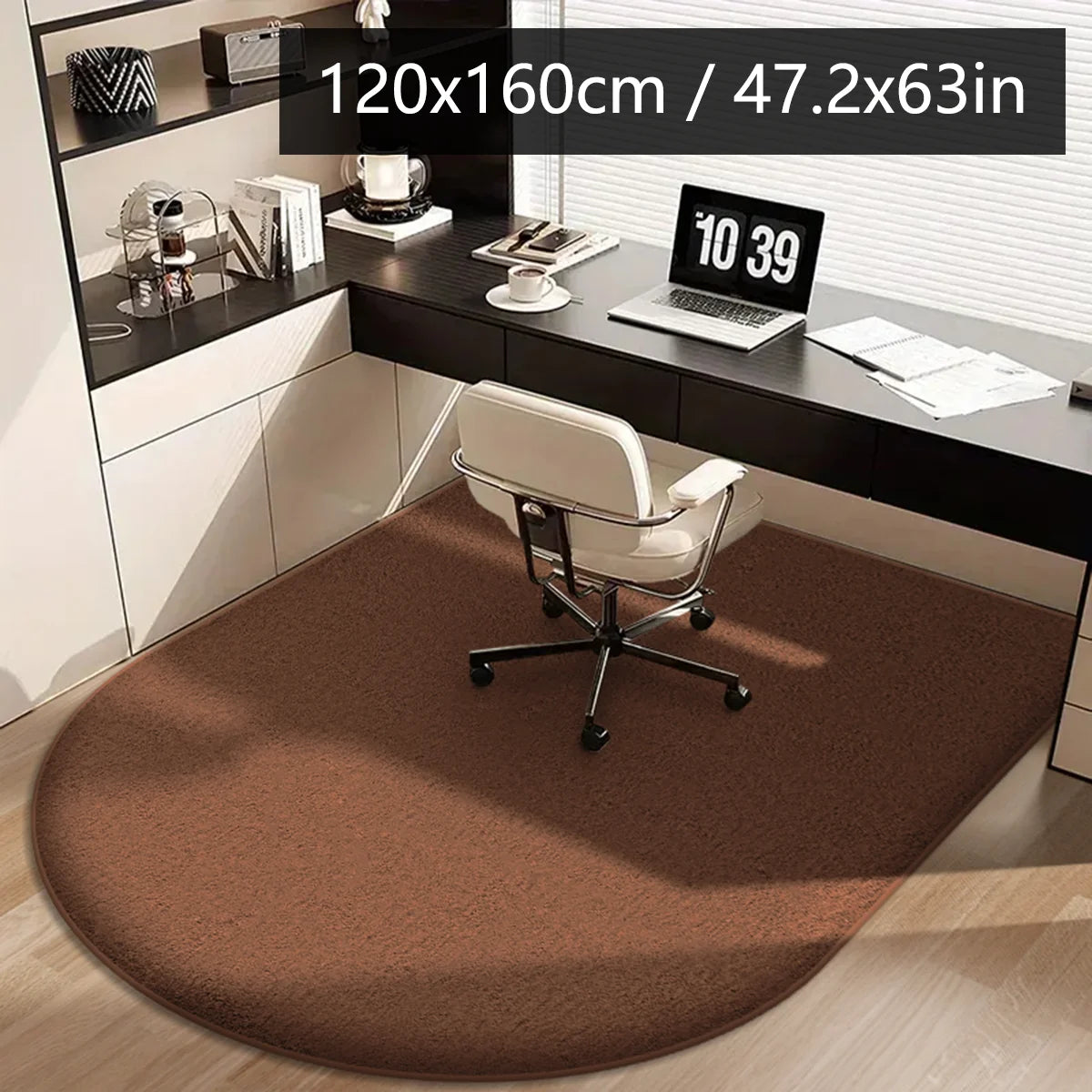 Solid color computer chair mat flannel floor mat thickened desk swivel chair arched carpet study soft dressing table foot mat
