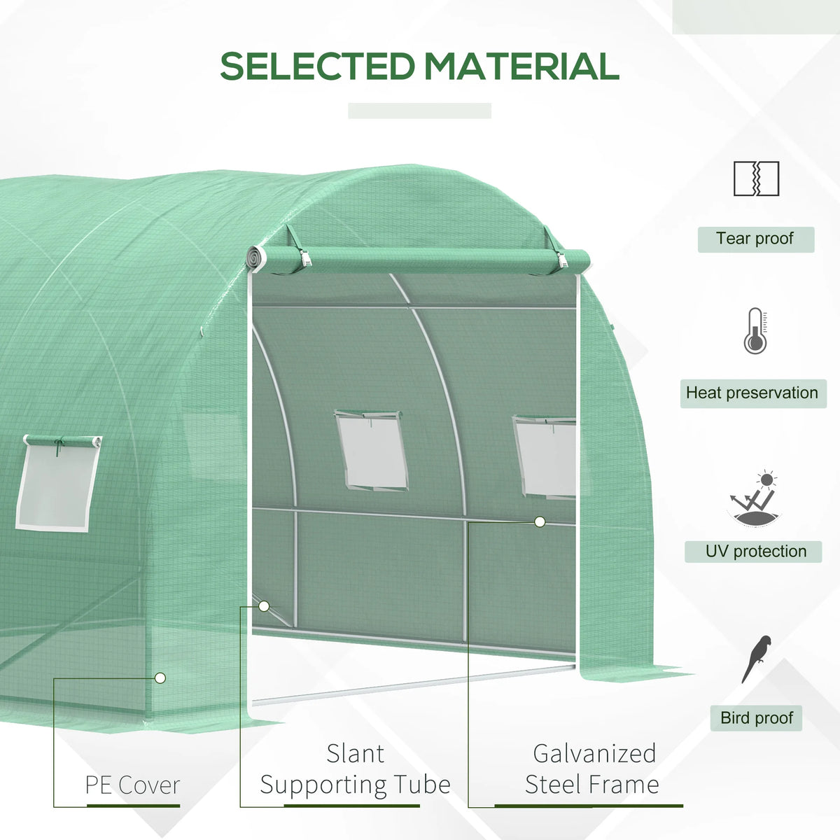 Extra Large 10' X 10' Greenhouse, Arch Greenhouse, Zippered Door, Windows, Green Color