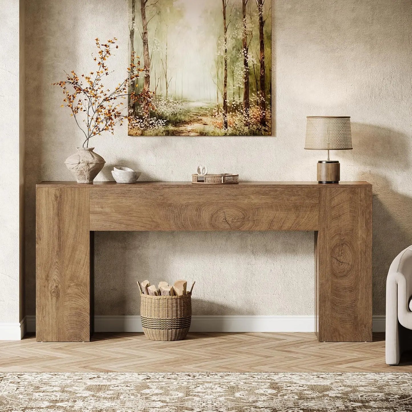LITTLE TREE 71-Inch Long Console Table for Entryway, Farmhouse Sofa Console Behind Couch,for Hallway, Foyer, Living Room