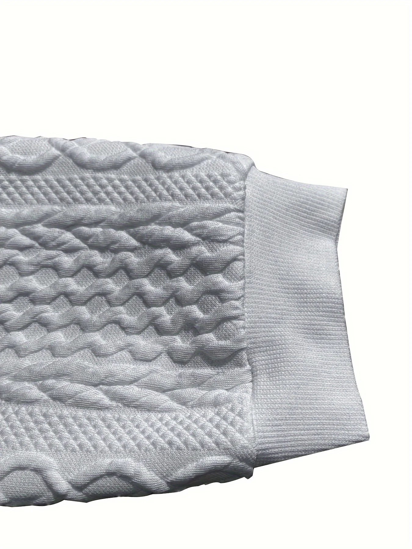 Plus size women's cable knit V-neck zip-up short jacket loose zip long sleeve pocket slimming daily commute cardigan top