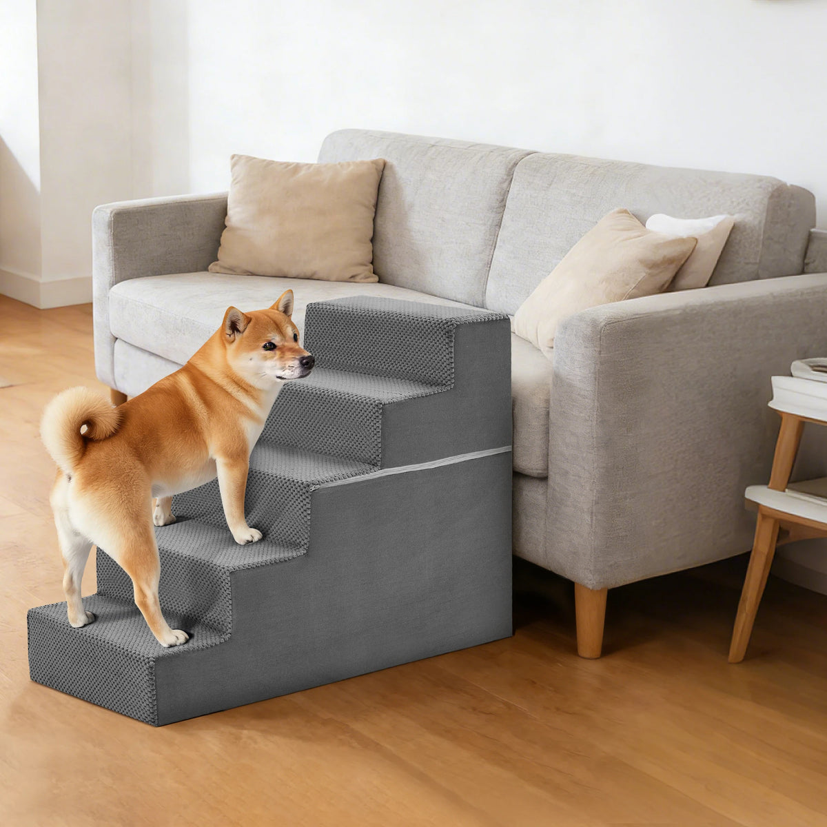 Curved Foam Dog Stairs Ramp for Small Dogs Non Slip Indoor Pet Steps