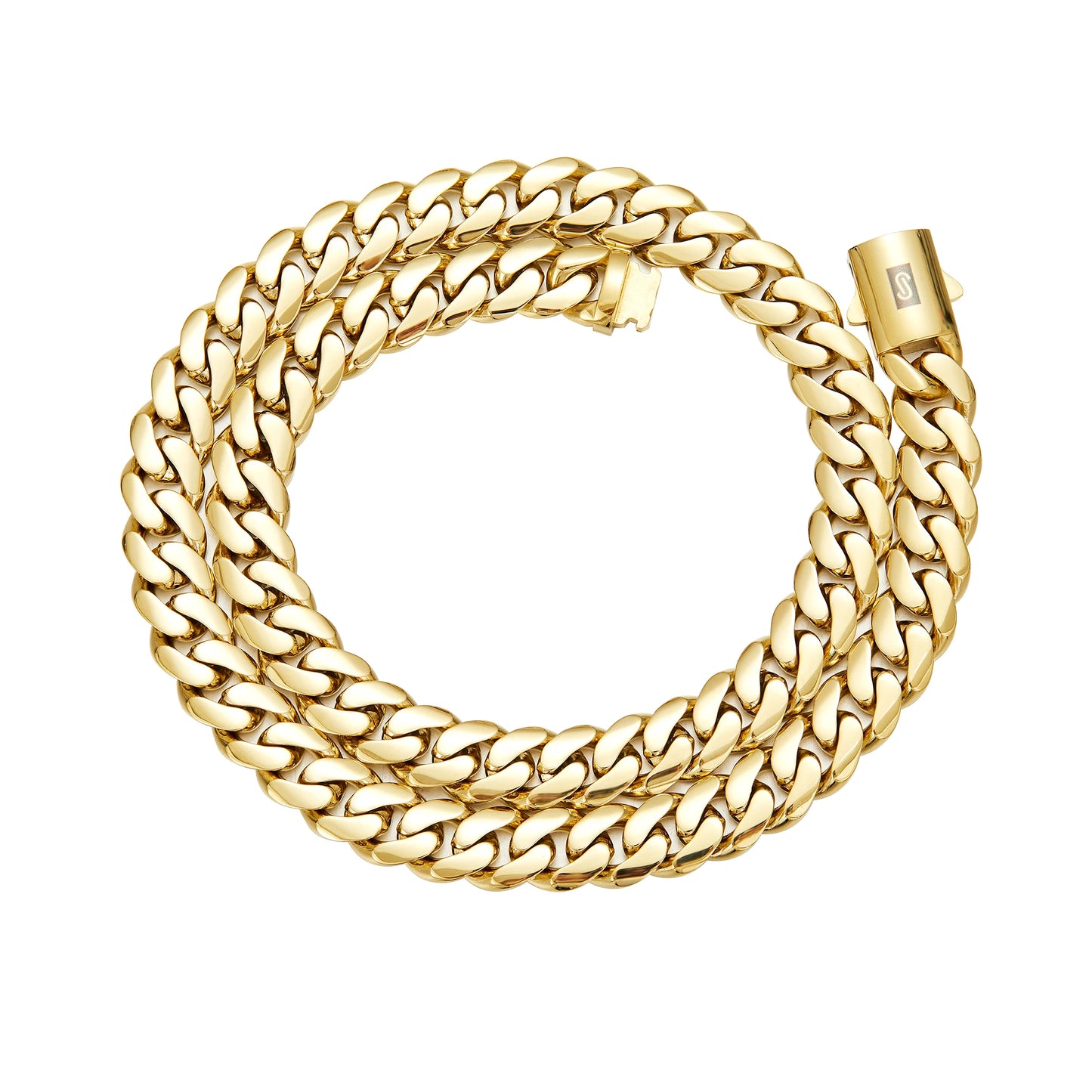 6-14mm wide Stainless Steel Cuban Miami Chains Necklaces  unisex Necklace Chain 316L 14K gold-plated Hip Hop Bracelet Gold Color