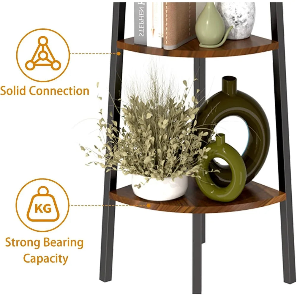 Corner Shelf, 5-Tier Corner Bookshelf with LED Light, 67.5in Corner Shelves for Bedroom, Tall Standing Shelf with Steel Frame,