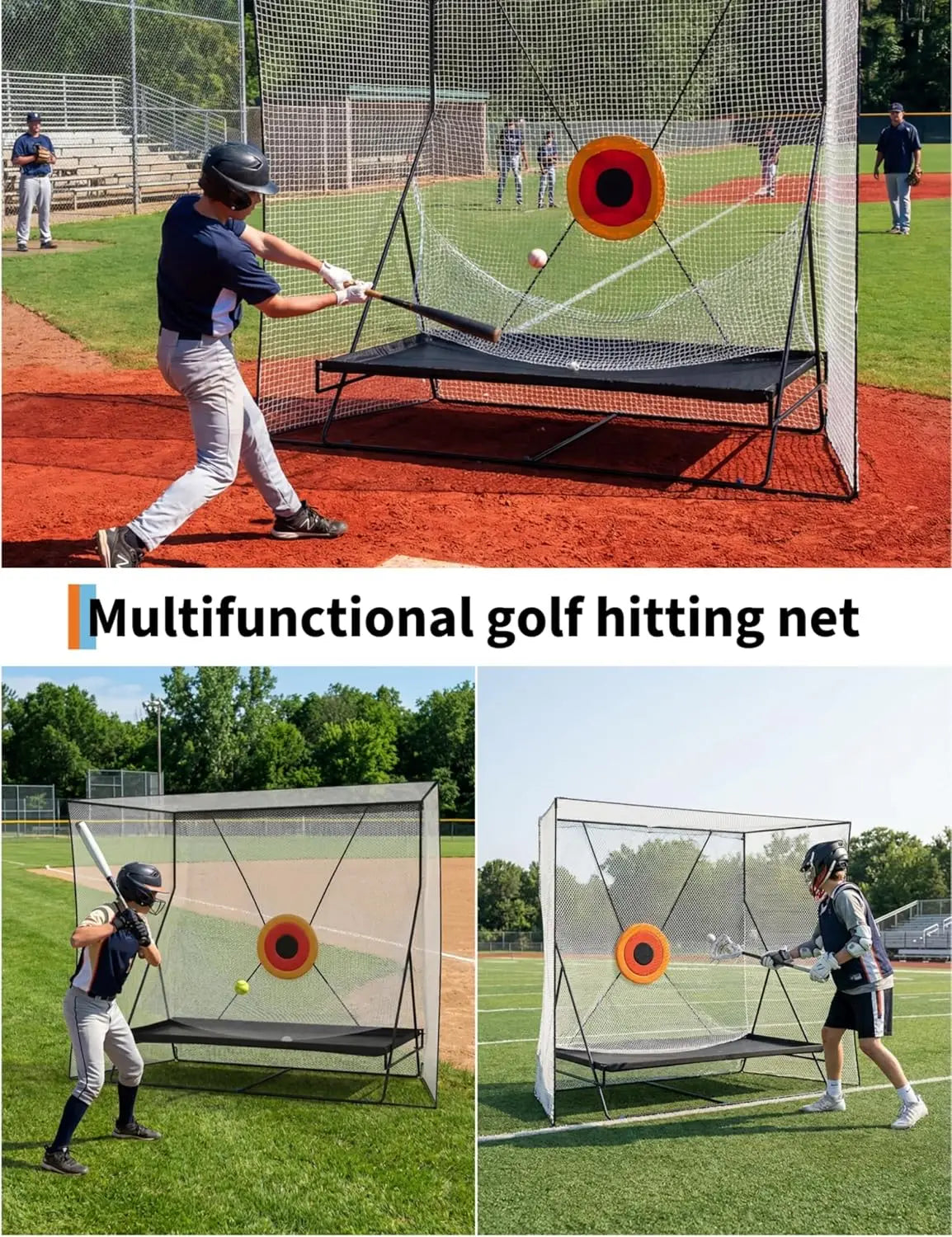 Golf Practice Net (305 x 244 cm) with Ball Return (335 cm) and Ball Blanket, Large Golf Training Net for Chipping and Swing with Target, Robust Net with Carry Bag