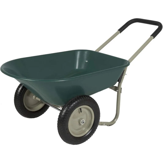 Rolling Mobile Heavy Duty Polyurethane 2 Tire Wheelbarrow Garden Cart Easy Loading and Dumping Utility Wagon Perfect for Transpo