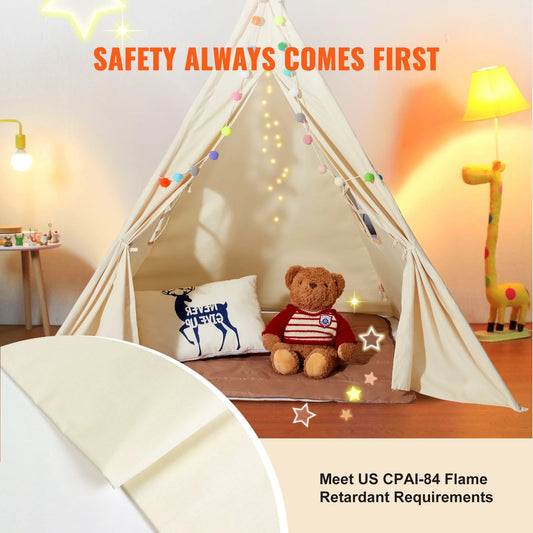SucceBuy Kids Play Tent Teepee Tent for Kids 1-5 Years Old Tent for Kids with Windows for Indoor and Outdoor Toddler Tent