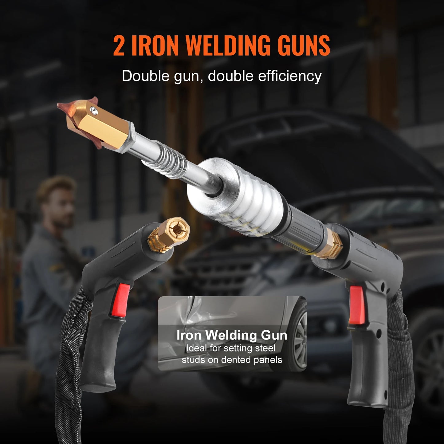SucceBuy Spot Welder Dent Puller 3KW Stud Welder Dent Repair Kit w/ 2 Welding Guns Auto Body Spot Welding Repair Machine for Car