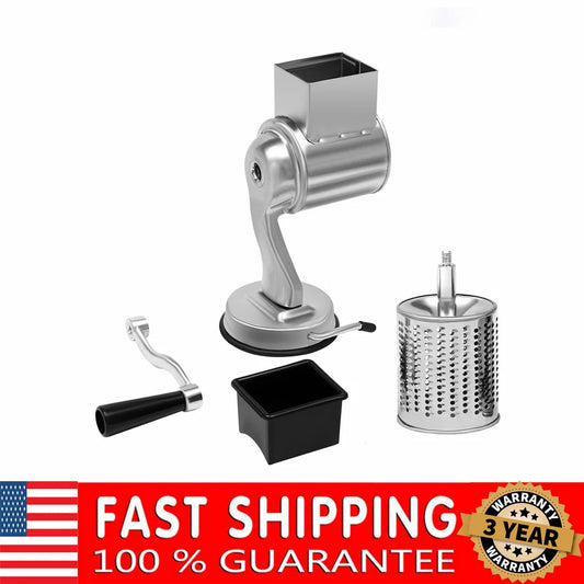 Upgrade Stainless steel Rotary Vegetable Cheese Grater Potato Slicer Rotary Handheld Grater with 5 Blades Dishwasher Safe