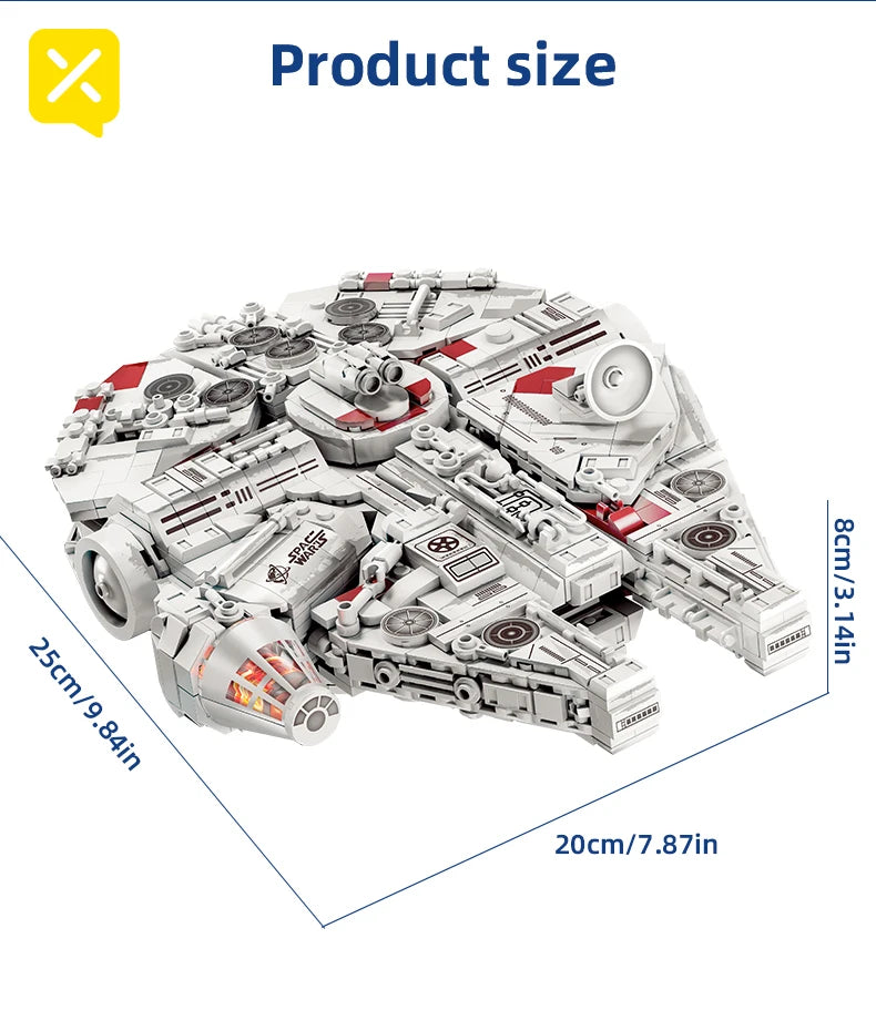 KAVOWORLD 1361PCS Galaxy Interstellar Cruiser Building Blocks Set with LED Light DIY Collectible Model Kit for Fans Holiday Gift