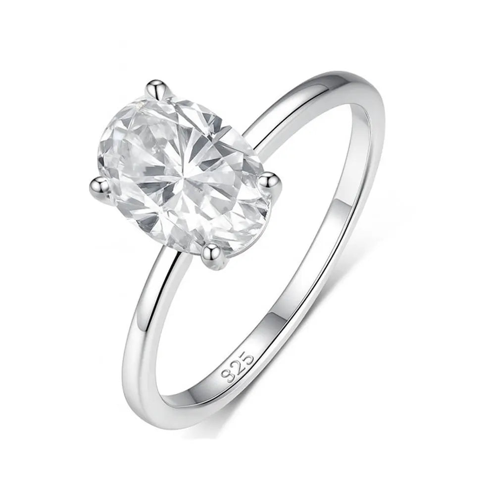 LYEE CYEE Classic S925 Sterling Silver 2.5CT Oval Moissanite Ring Fine Jewelry Plated with 18k Gold Suitable for Gift Giving Anniversary