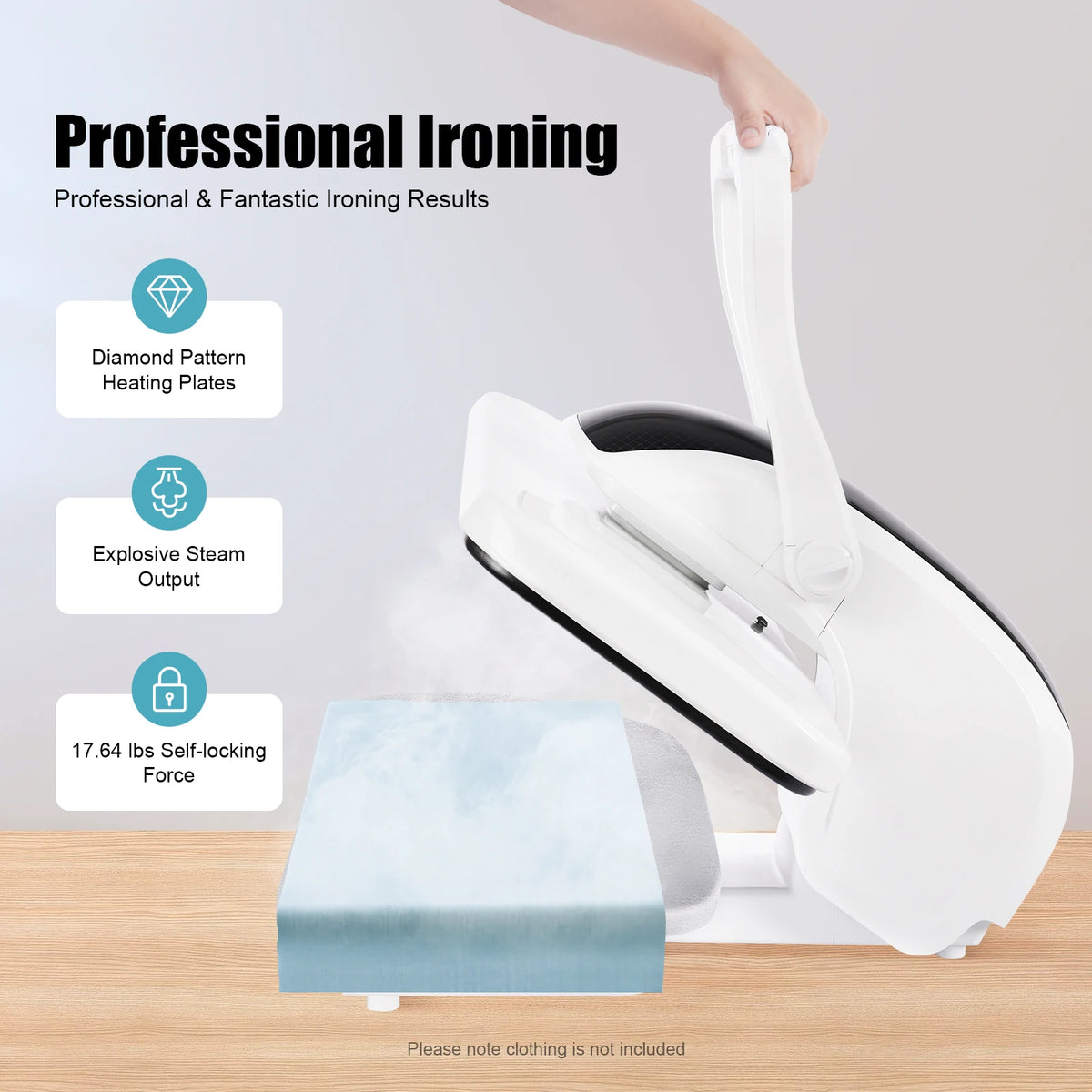 1600W Steam Press Iron, 26 Inch Large Area, Touchscreen, 5 Fabric Modes