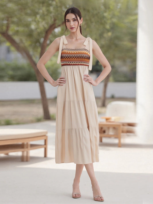 Bohemian Floral Print Off-Shoulder Maxi Dress with Ruffle Hem and Tie Waist Detail for Women Summer Beach Party