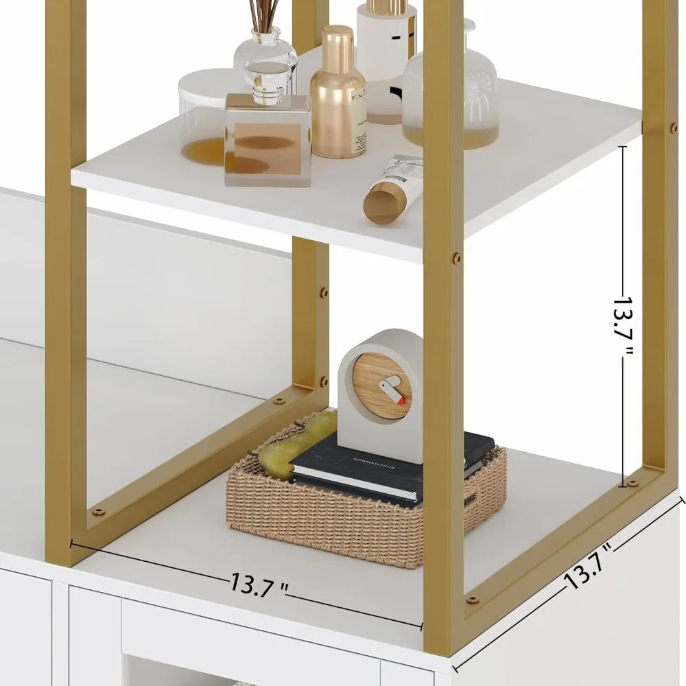 Closet System Organizer, 81.3” H Wardrobe Closet with 3 Wooden Drawers, Clothes Rack with Hanging Rods, 4 Tiers Shelves, Metal